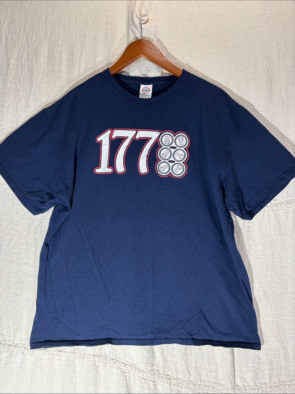 Delta Pro Weight 1776 Beer Cans Patriotic Graphic Tee Navy Blue XL 100% Cotton
